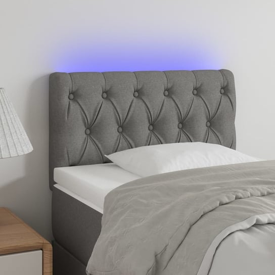 vidaXL Zagłówek do łóżka z LED, jasnoszary, 80x7x78/88 cm, tkanina vidaXL