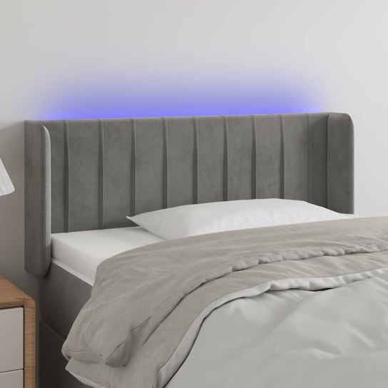 vidaXL Zagłówek do łóżka z LED, jasnoszary, 83x16x78/88 cm, aksamit vidaXL