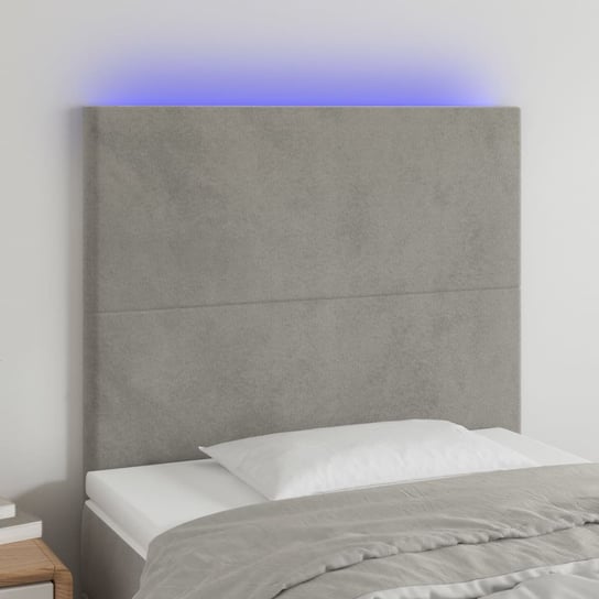vidaXL Zagłówek do łóżka z LED, jasnoszary, 90x5x118/128 cm, aksamit vidaXL