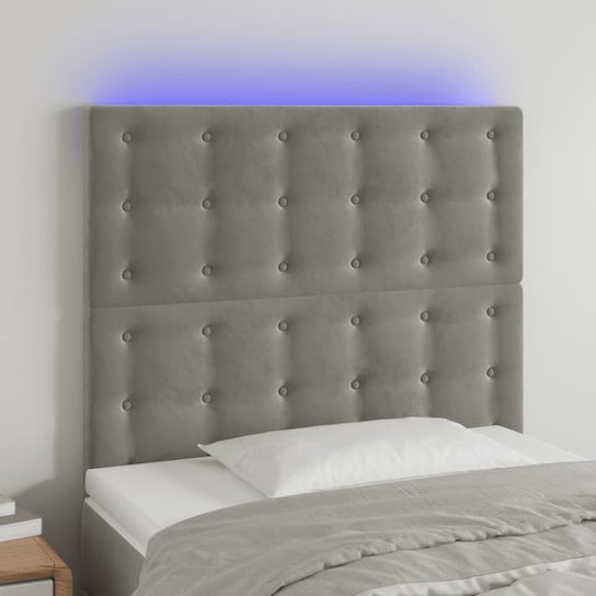 vidaXL Zagłówek do łóżka z LED, jasnoszary, 90x5x118/128 cm, aksamit vidaXL