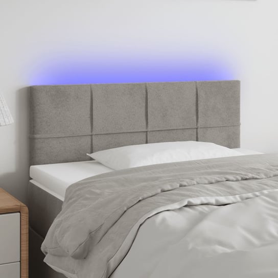 vidaXL Zagłówek do łóżka z LED, jasnoszary, 90x5x78/88 cm, aksamit vidaXL
