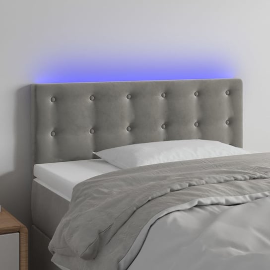 vidaXL Zagłówek do łóżka z LED, jasnoszary, 90x5x78/88 cm, aksamit vidaXL