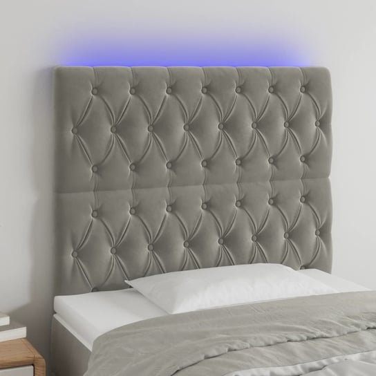 vidaXL Zagłówek do łóżka z LED, jasnoszary, 90x7x118/128 cm, aksamit vidaXL
