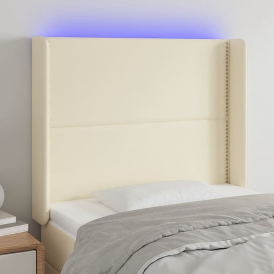 vidaXL Zagłówek do łóżka z LED kremowy 103x16x118/128cm sztuczna skóra vidaXL