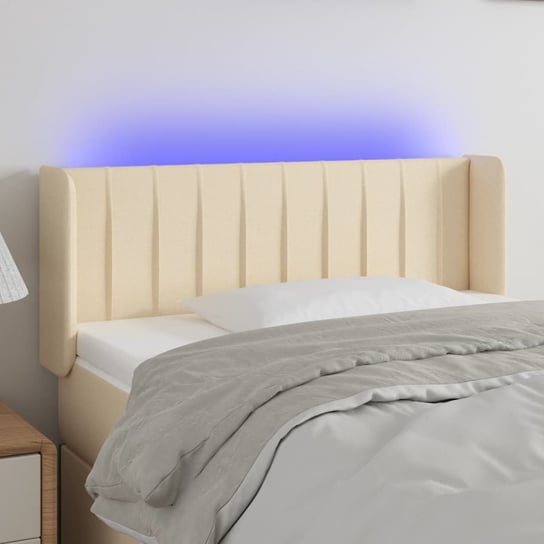 vidaXL Zagłówek do łóżka z LED, kremowy, 103x16x78/88 cm, tkanina vidaXL
