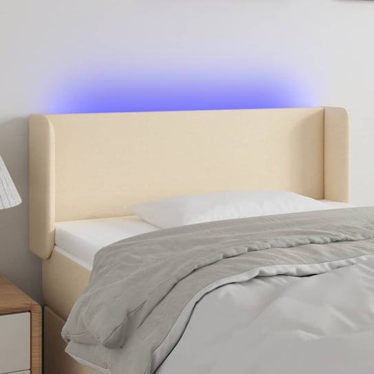 vidaXL Zagłówek do łóżka z LED, kremowy, 103x16x78/88 cm, tkanina vidaXL