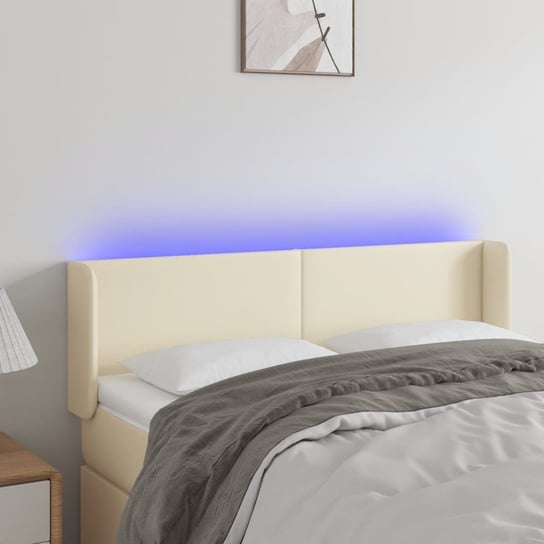 vidaXL Zagłówek do łóżka z LED, kremowy, 147x16x78/88cm sztuczna skóra vidaXL
