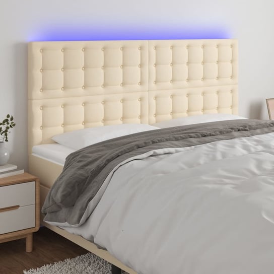 vidaXL Zagłówek do łóżka z LED, kremowy, 160x5x118/128 cm, tkanina vidaXL