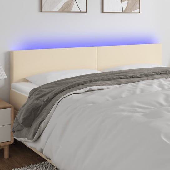 vidaXL Zagłówek do łóżka z LED, kremowy, 180x5x78/88 cm, tkanina vidaXL