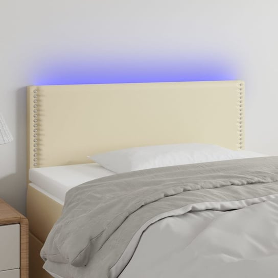 vidaXL Zagłówek do łóżka z LED, kremowy, 80x5x78/88 cm, sztuczna skóra vidaXL