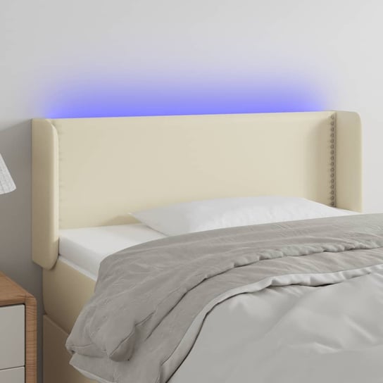 vidaXL Zagłówek do łóżka z LED, kremowy, 83x16x78/88cm, sztuczna skóra vidaXL
