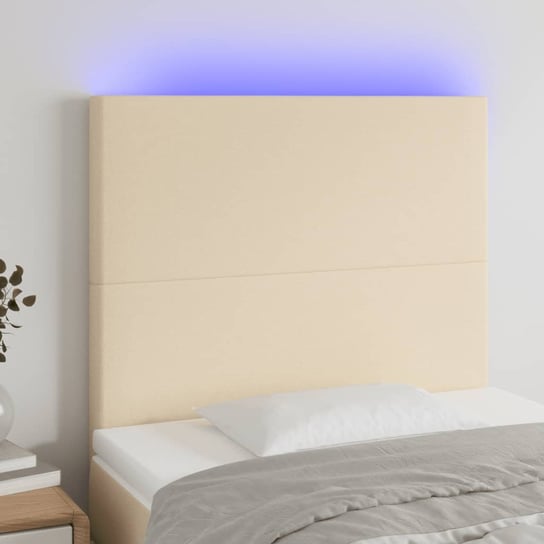 vidaXL Zagłówek do łóżka z LED, kremowy, 90x5x118/128 cm, tkanina vidaXL