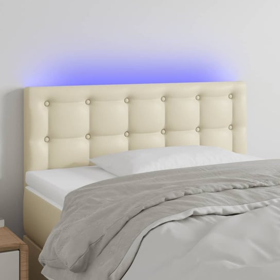 vidaXL Zagłówek do łóżka z LED, kremowy, 90x5x78/88 cm, sztuczna skóra vidaXL