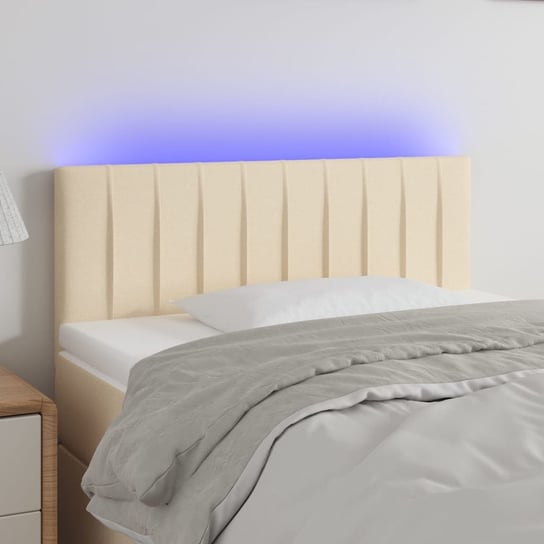 vidaXL Zagłówek do łóżka z LED, kremowy, 90x5x78/88 cm, tkanina vidaXL