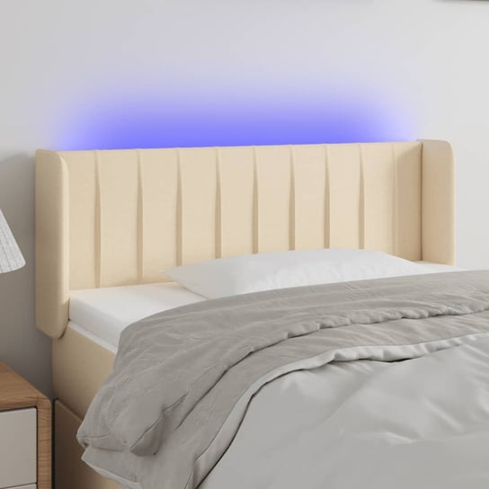 vidaXL Zagłówek do łóżka z LED, kremowy, 93x16x78/88 cm, tkanina vidaXL