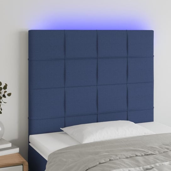 vidaXL Zagłówek do łóżka z LED, niebieski, 100x5x118/128 cm, tkanina vidaXL