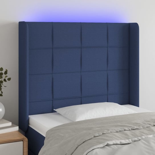 vidaXL Zagłówek do łóżka z LED, niebieski, 103x16x118/128 cm, tkanina vidaXL