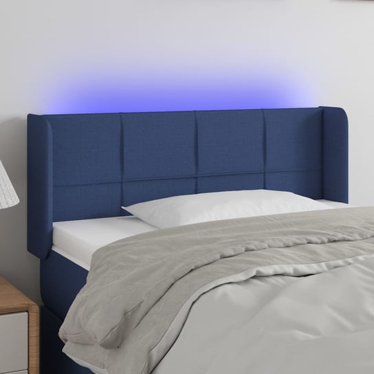 vidaXL Zagłówek do łóżka z LED, niebieski, 103x16x78/88 cm, tkanina vidaXL