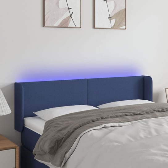vidaXL Zagłówek do łóżka z LED, niebieski, 147x16x78/88 cm, tkanina vidaXL