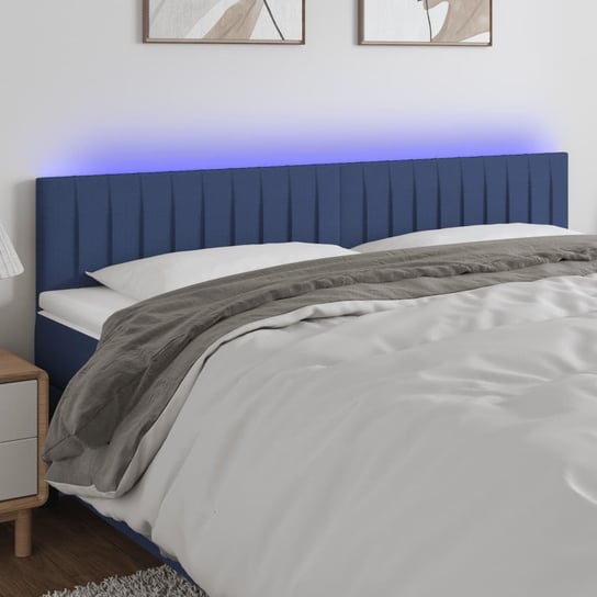 vidaXL Zagłówek do łóżka z LED, niebieski, 160x5x78/88 cm, tkanina vidaXL