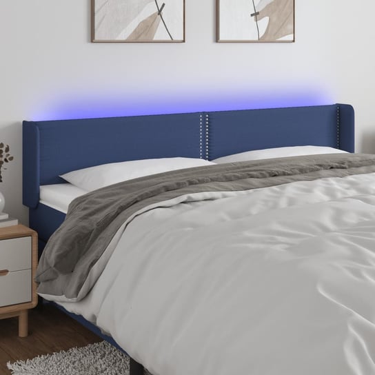 vidaXL Zagłówek do łóżka z LED, niebieski, 183x16x78/88 cm, tkanina vidaXL