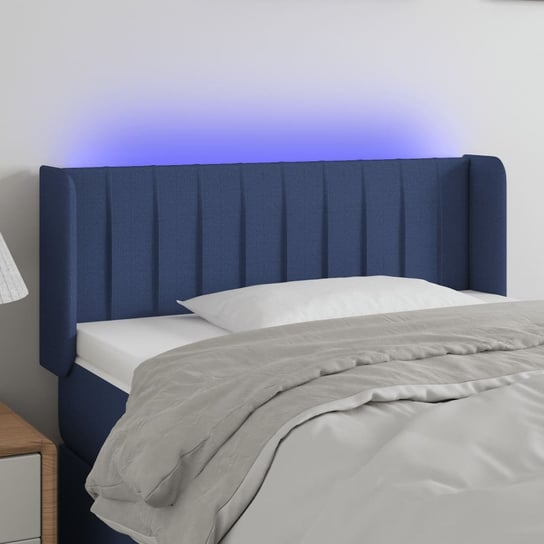 vidaXL Zagłówek do łóżka z LED, niebieski, 83x16x78/88 cm, tkanina vidaXL