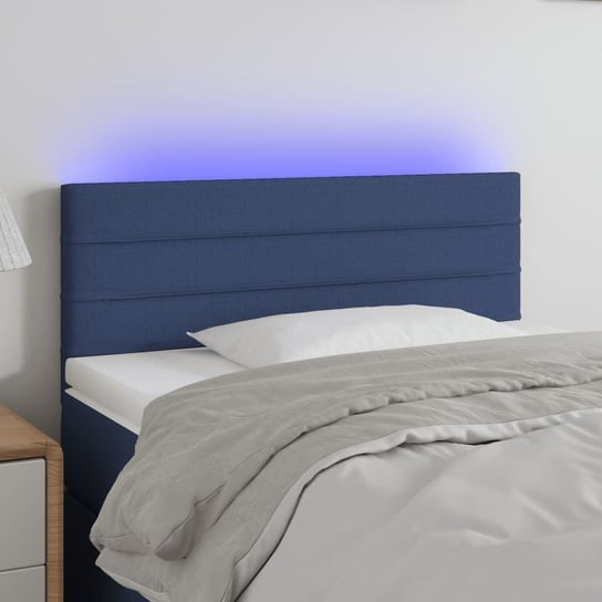 vidaXL Zagłówek do łóżka z LED, niebieski, 90x5x78/88 cm, tkanina vidaXL