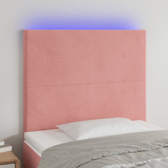 vidaXL Zagłówek do łóżka z LED, różowy, 100x5x118/128 cm, aksamit vidaXL