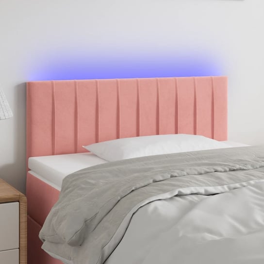 vidaXL Zagłówek do łóżka z LED, różowy, 100x5x78/88 cm, aksamit vidaXL