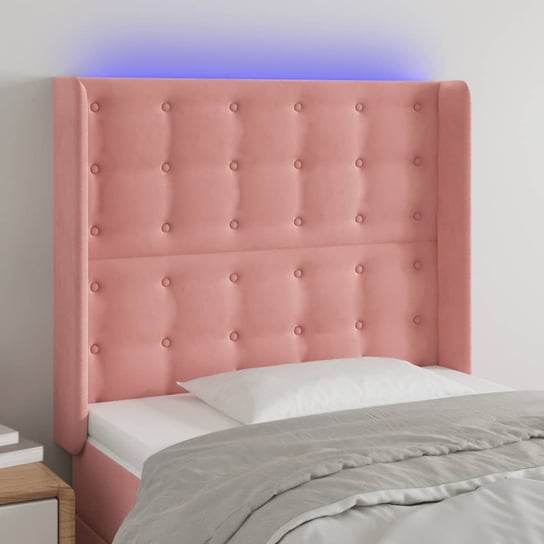 vidaXL Zagłówek do łóżka z LED, różowy, 103x16x118/128 cm, aksamit vidaXL
