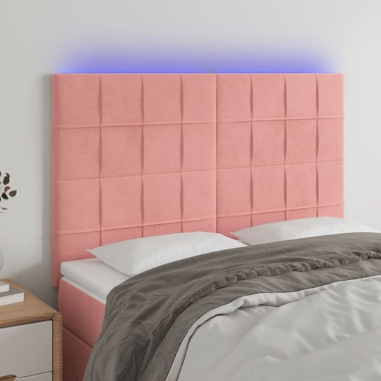 vidaXL Zagłówek do łóżka z LED, różowy, 144x5x118/128 cm, aksamit vidaXL