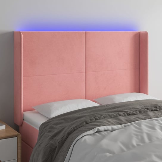 vidaXL Zagłówek do łóżka z LED, różowy, 147x16x118/128 cm, aksamit vidaXL