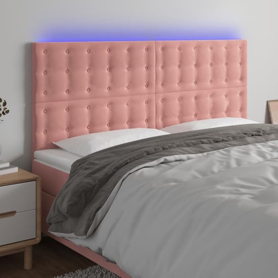 vidaXL Zagłówek do łóżka z LED, różowy, 160x5x118/128 cm, aksamit vidaXL