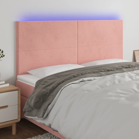 vidaXL Zagłówek do łóżka z LED, różowy, 180x5x118/128 cm, aksamit vidaXL