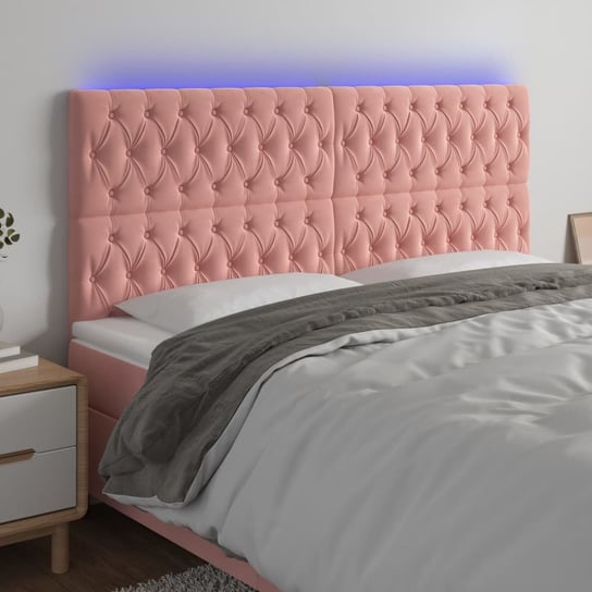 vidaXL Zagłówek do łóżka z LED, różowy, 180x7x118/128 cm, aksamit vidaXL