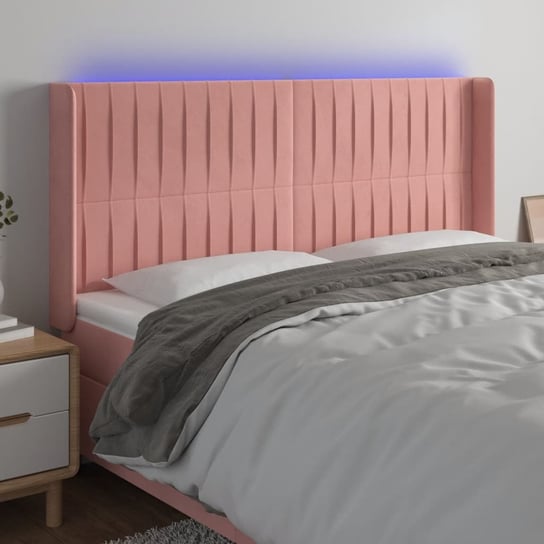 vidaXL Zagłówek do łóżka z LED, różowy, 183x16x118/128 cm, aksamit vidaXL
