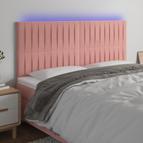 vidaXL Zagłówek do łóżka z LED, różowy, 200x5x118/128 cm, aksamit vidaXL