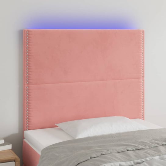 vidaXL Zagłówek do łóżka z LED, różowy, 80x5x118/128 cm, aksamit vidaXL