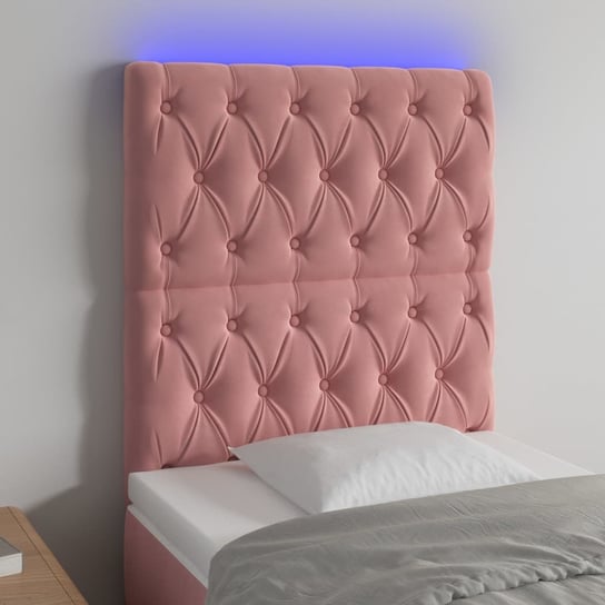 vidaXL Zagłówek do łóżka z LED, różowy, 80x7x118/128 cm, aksamit vidaXL
