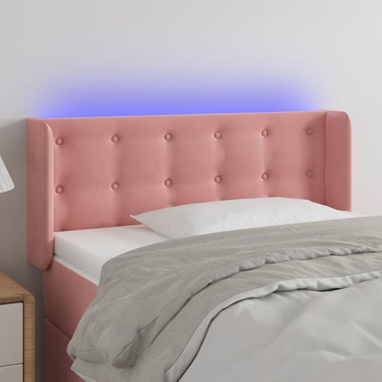 vidaXL Zagłówek do łóżka z LED, różowy, 83x16x78/88 cm, aksamit vidaXL