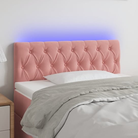 vidaXL Zagłówek do łóżka z LED, różowy, 90x7x78/88 cm, aksamit vidaXL