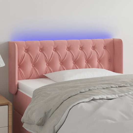 vidaXL Zagłówek do łóżka z LED, różowy, 93x16x78/88 cm, aksamit vidaXL