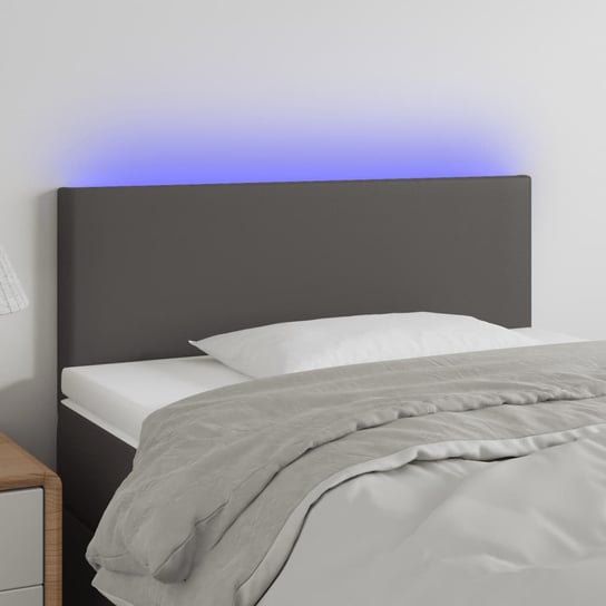 vidaXL Zagłówek do łóżka z LED, szary, 100x5x78/88 cm, sztuczna skóra vidaXL