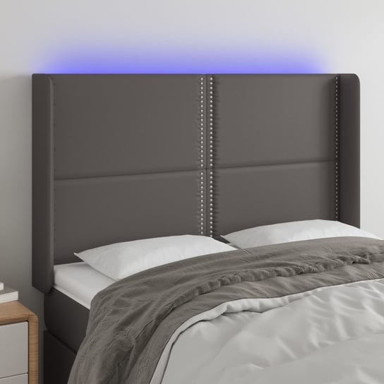 vidaXL Zagłówek do łóżka z LED, szary, 147x16x118/128cm sztuczna skóra vidaXL
