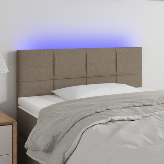 vidaXL Zagłówek do łóżka z LED, taupe, 100x5x78/88 cm, tkanina vidaXL