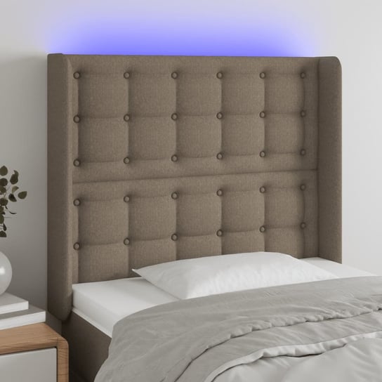 vidaXL Zagłówek do łóżka z LED, taupe, 103x16x118/128 cm, tkanina vidaXL