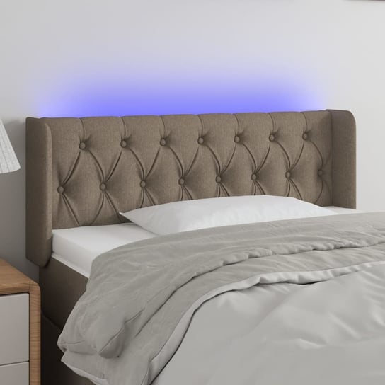 vidaXL Zagłówek do łóżka z LED, taupe, 103x16x78/88 cm, tkanina vidaXL