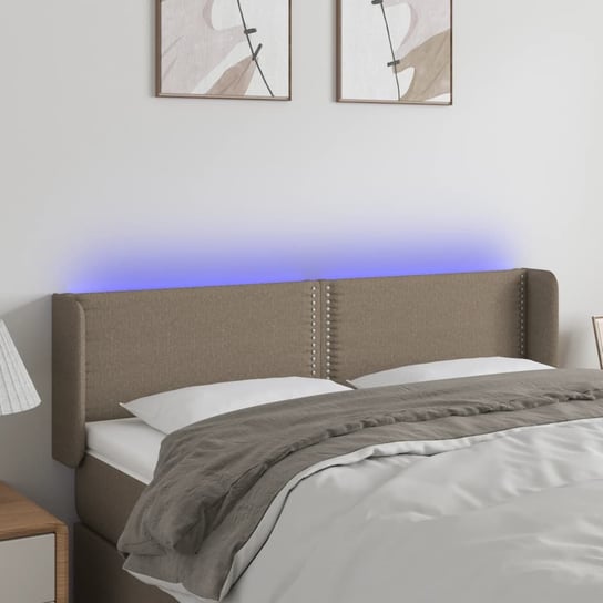 vidaXL Zagłówek do łóżka z LED, taupe, 147x16x78/88 cm, tkanina vidaXL