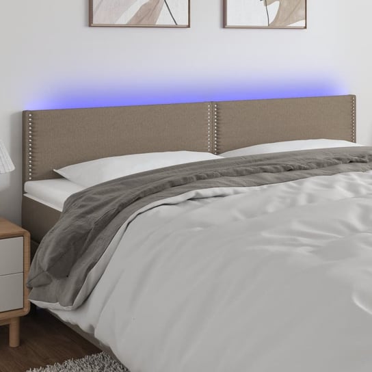 vidaXL Zagłówek do łóżka z LED, taupe, 160x5x78/88 cm, tkanina vidaXL