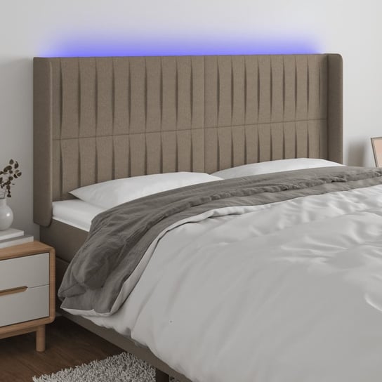 vidaXL Zagłówek do łóżka z LED, taupe, 163x16x118/128 cm, tkanina vidaXL